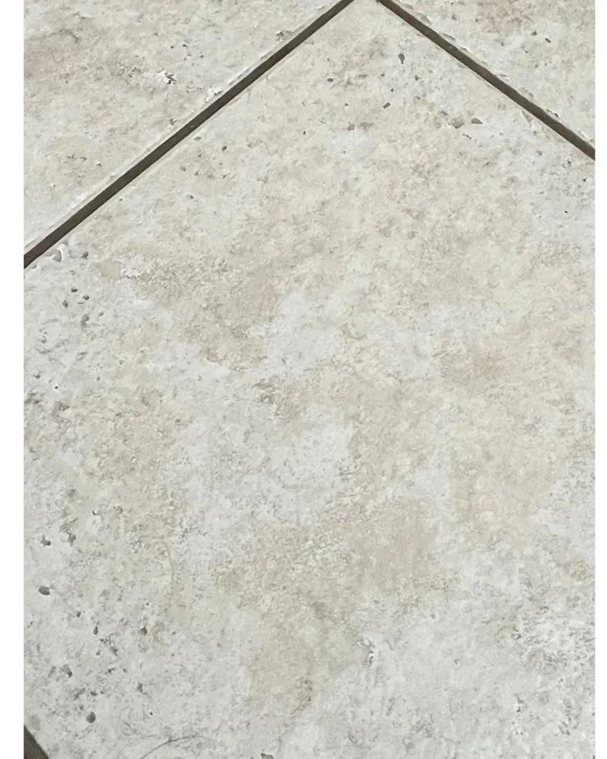 Tile floor and grout, before